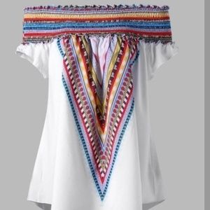 Summer Off-Shoulder Boho Tunic Blouse SZ XL